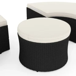 Rattan Sonneninsel CARPI schwarz/beige