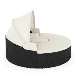 Rattan Sonneninsel CARPI schwarz/beige