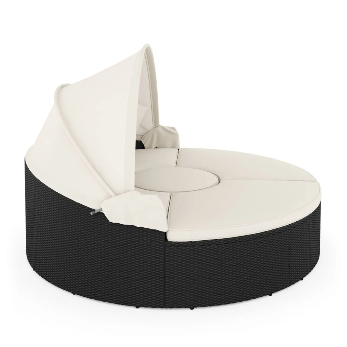 Rattan Sonneninsel CARPI schwarz/beige