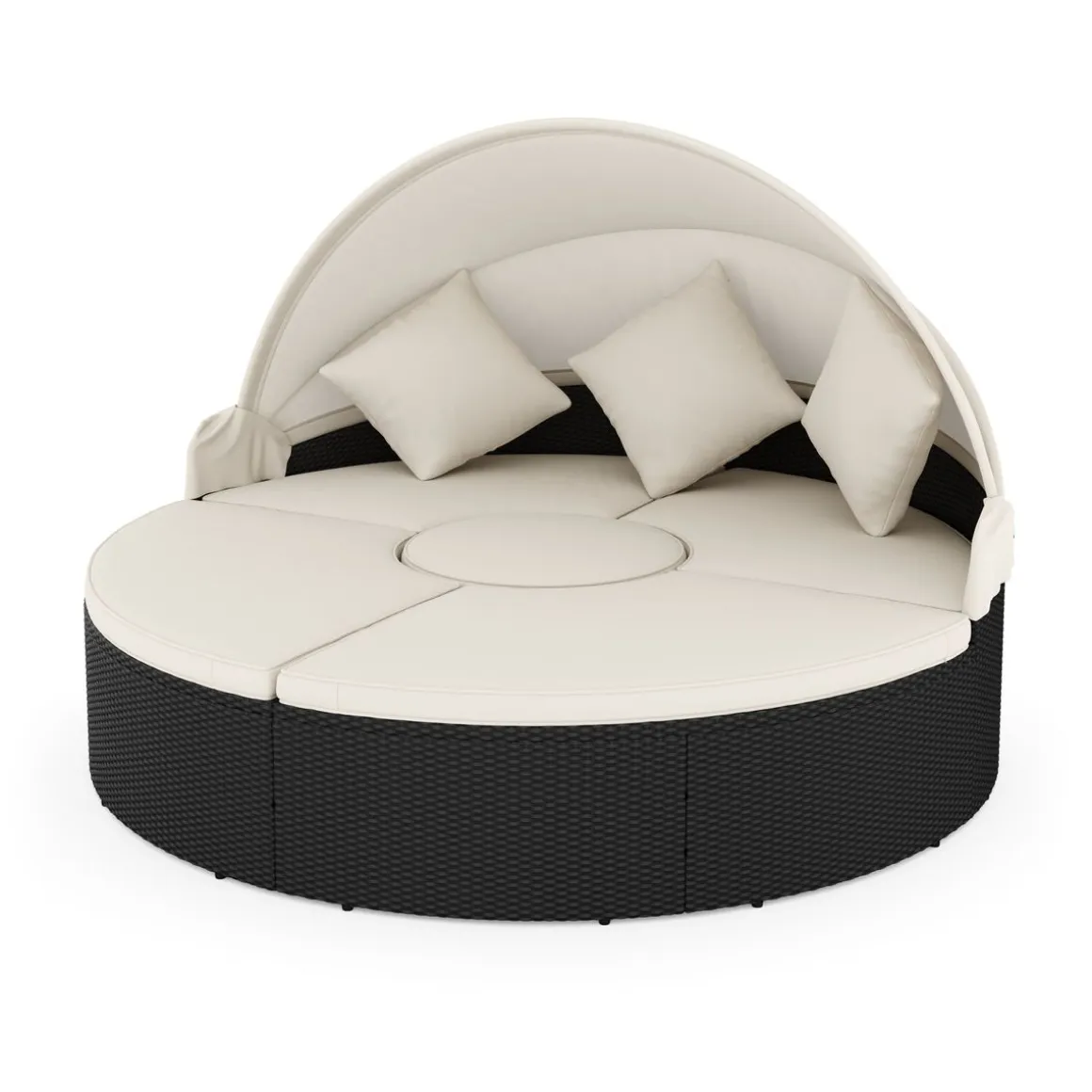 Rattan Sonneninsel CARPI schwarz/beige
