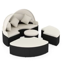 Rattan Sonneninsel CARPI schwarz/beige
