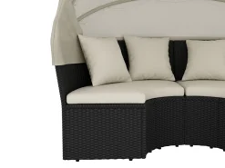 Rattan Sonneninsel mit LED PULA schwarz/beige