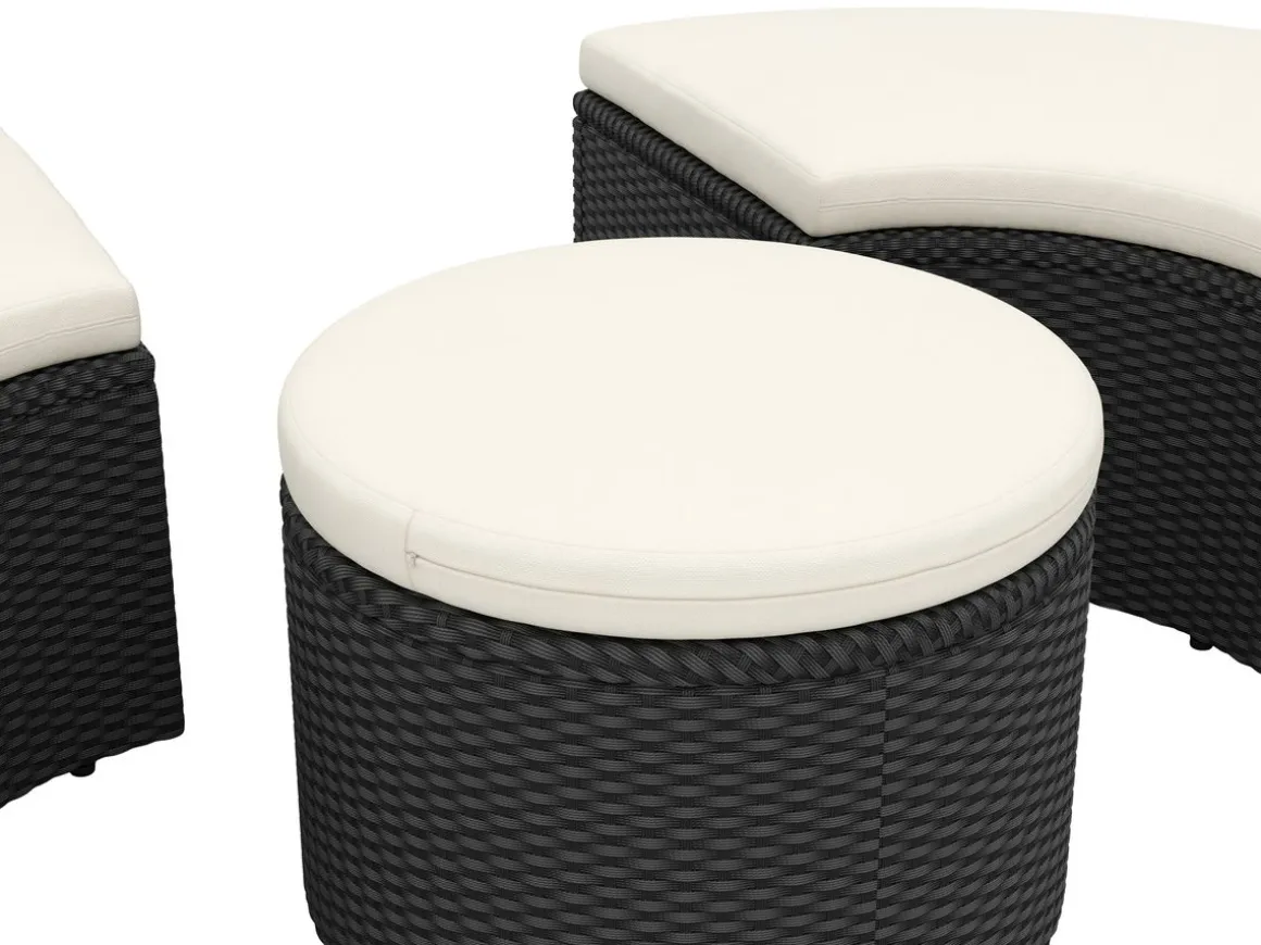 Rattan Sonneninsel mit LED PULA schwarz/beige