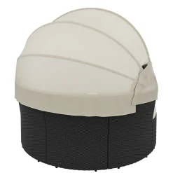 Rattan Sonneninsel mit LED PULA schwarz/beige