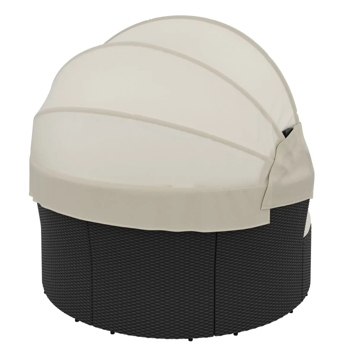 Rattan Sonneninsel mit LED PULA schwarz/beige