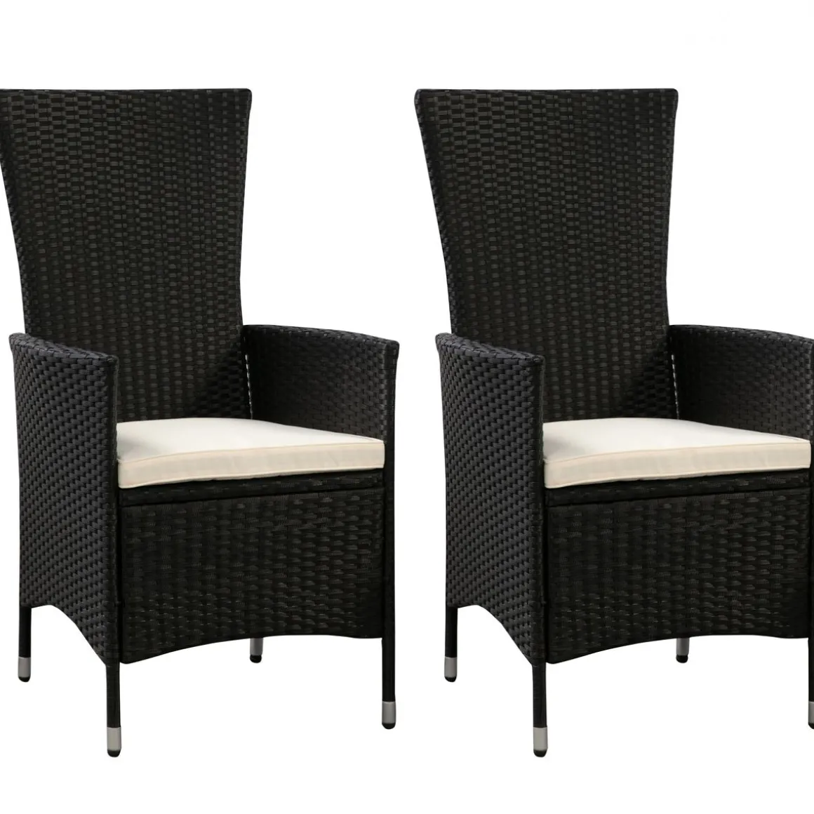 Rattanstühle LIMNOS 2er Set schwarz