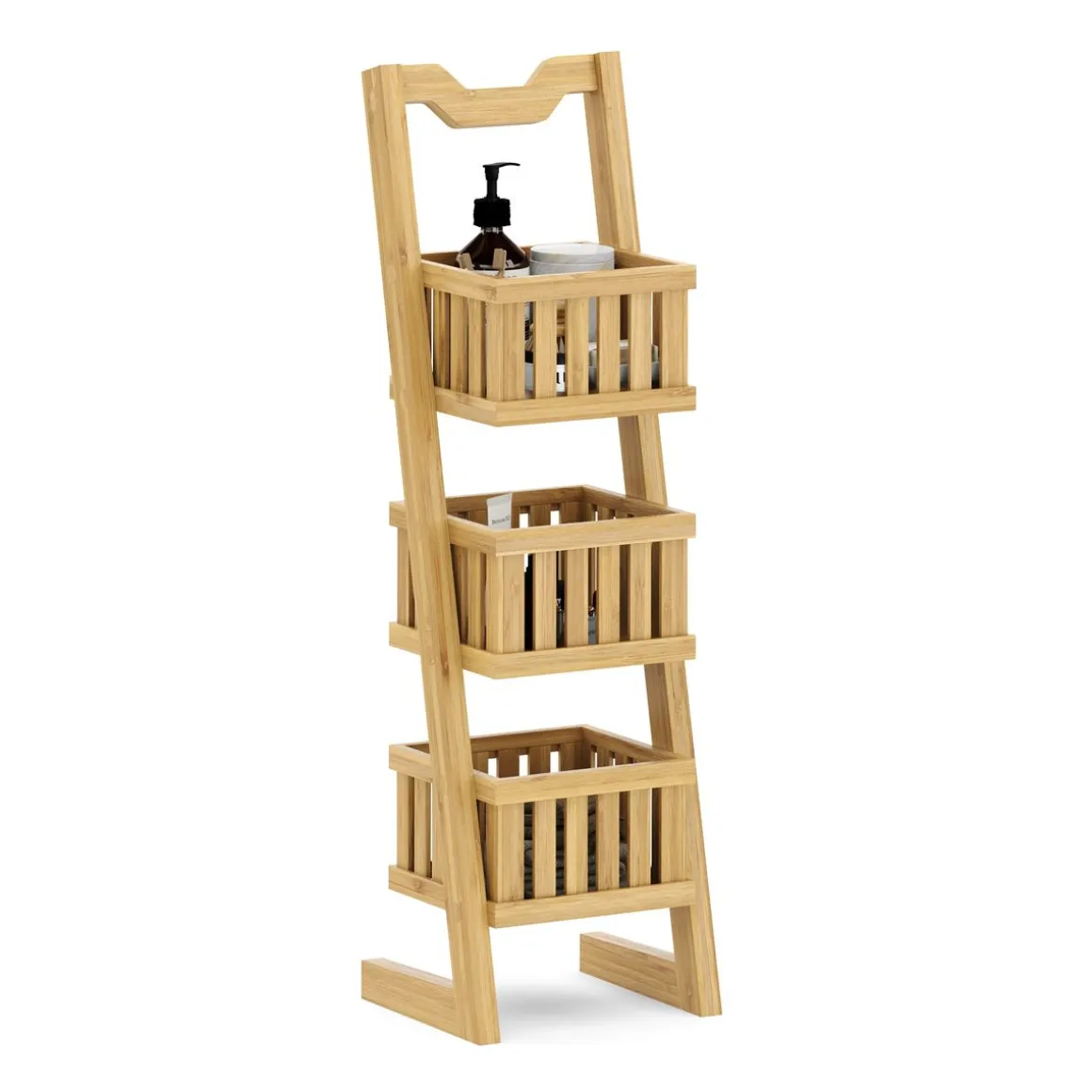 Regal Bambus mit 3 Körben 23 x 20 x 77 cm natur