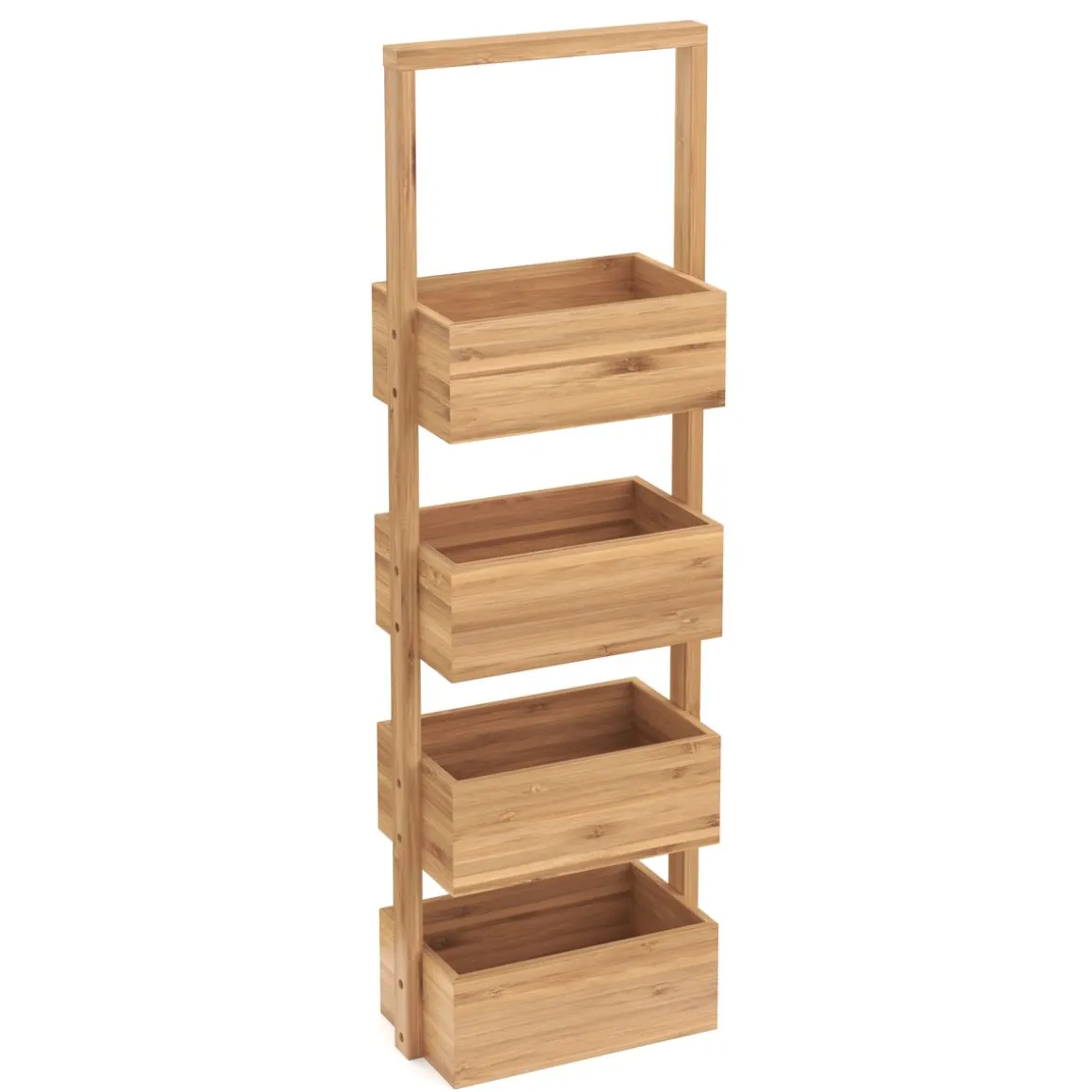 Regal Bambus mit 4 Staufächer 26 x 16 x 88 cm