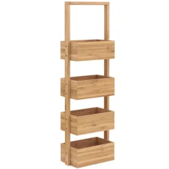 Regal Bambus mit 4 Staufächer 26 x 16 x 88 cm