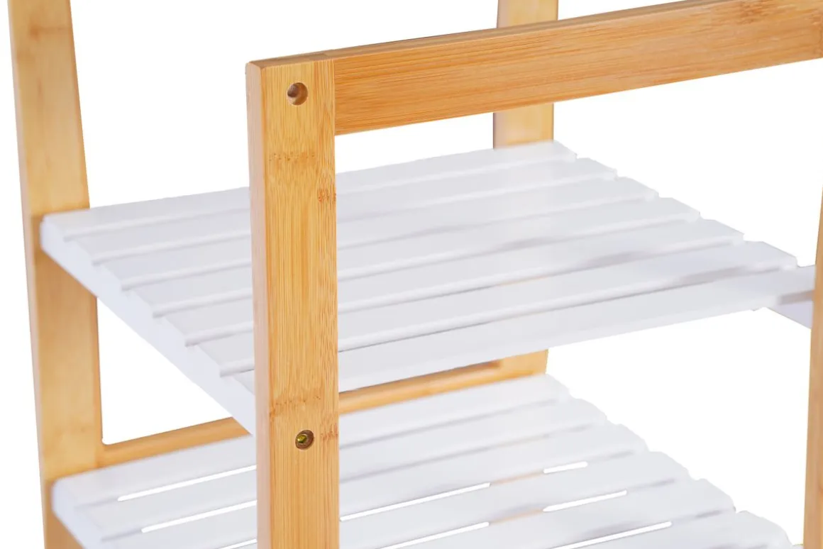 Regal Bambus 33 x 33 x 140 cm weiss