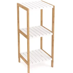 Regal Bambus 34 x 33 x 80 cm weiss/natur