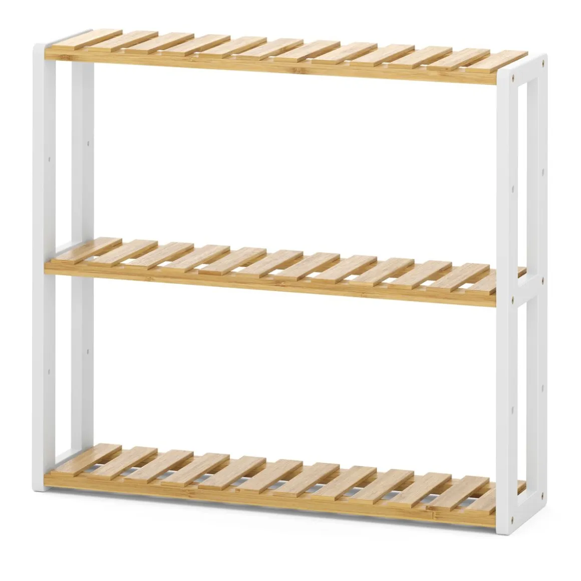 Regal Bambus 60 x 15 x 54 cm weiss/natur