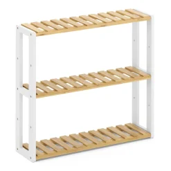 Regal Bambus 60 x 15 x 54 cm weiss/natur