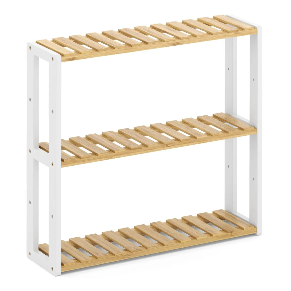 Regal Bambus 60 x 15 x 54 cm weiss/natur