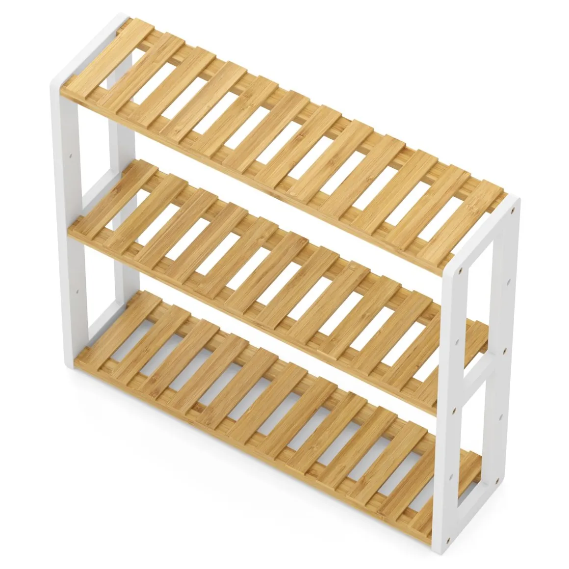 Regal Bambus 60 x 15 x 54 cm weiss/natur
