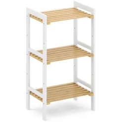 Regal Bambus 45 x 31 x 80 cm weiss/natur