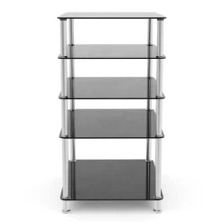Regal HiFi Glas mit 5 Ebenen 60 x 80 cm schwarz/silber