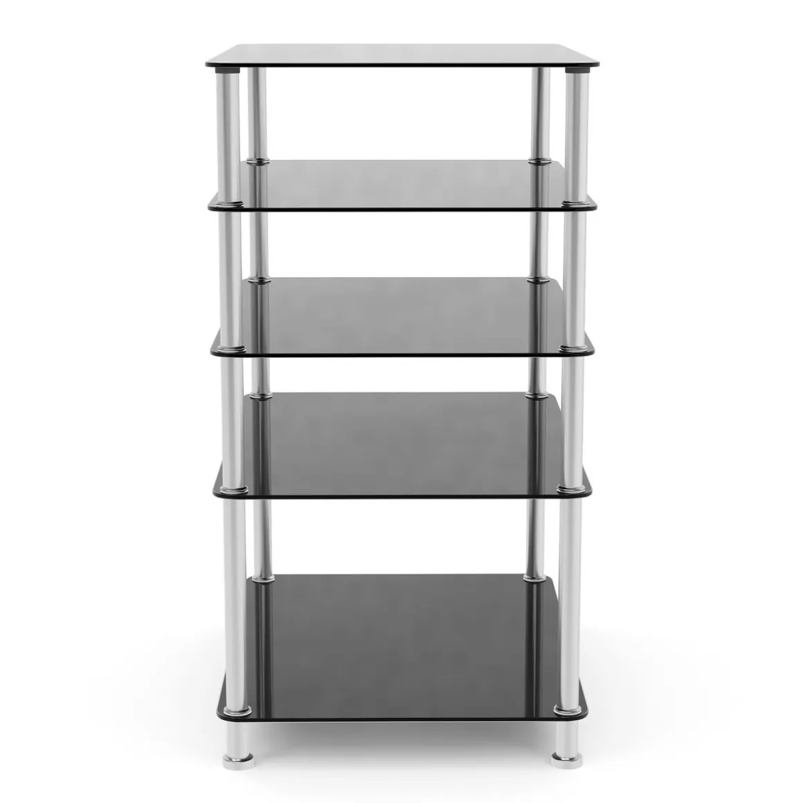Regal HiFi Glas mit 5 Ebenen 60 x 80 cm schwarz/silber