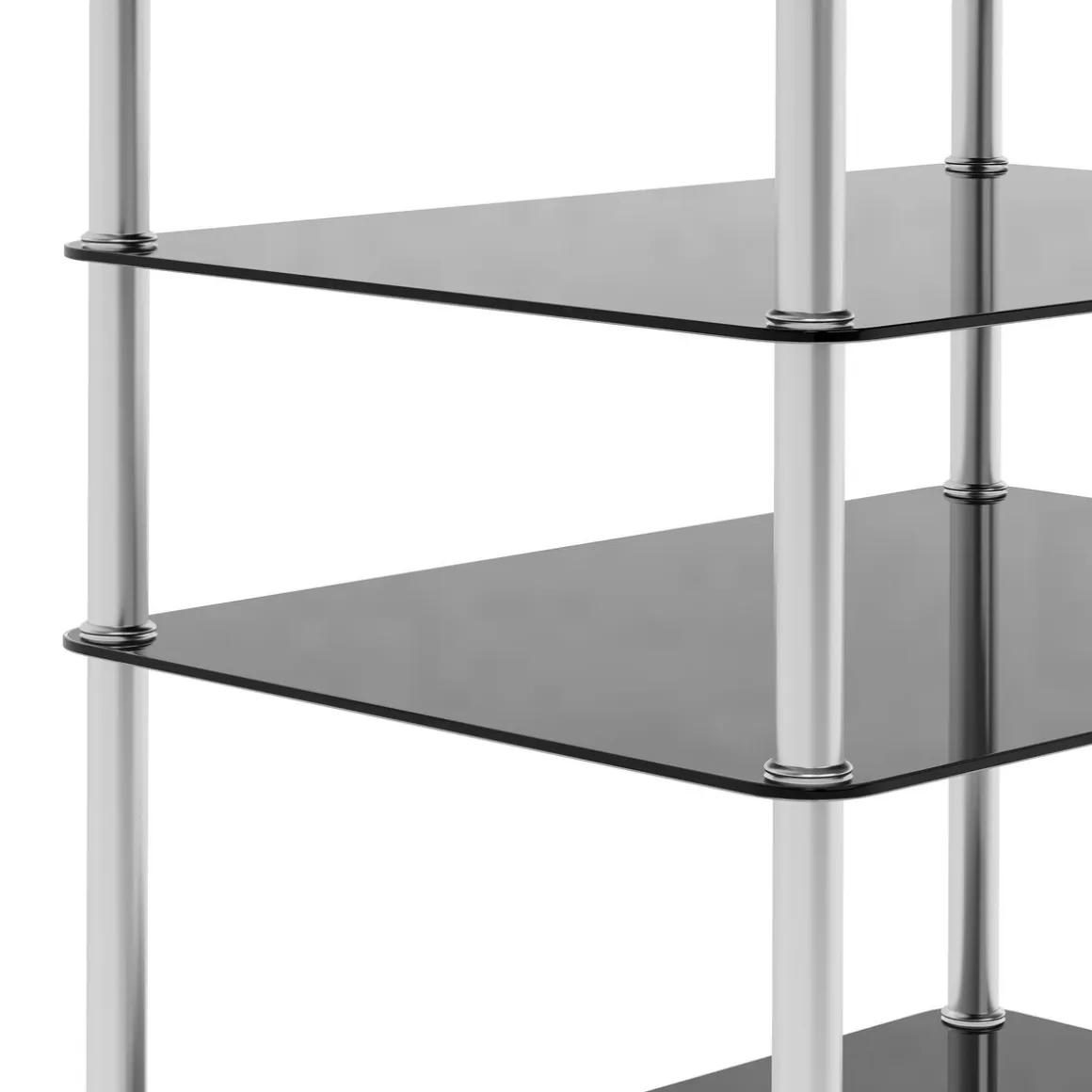 Regal HiFi Glas mit 5 Ebenen 60 x 80 cm schwarz/silber
