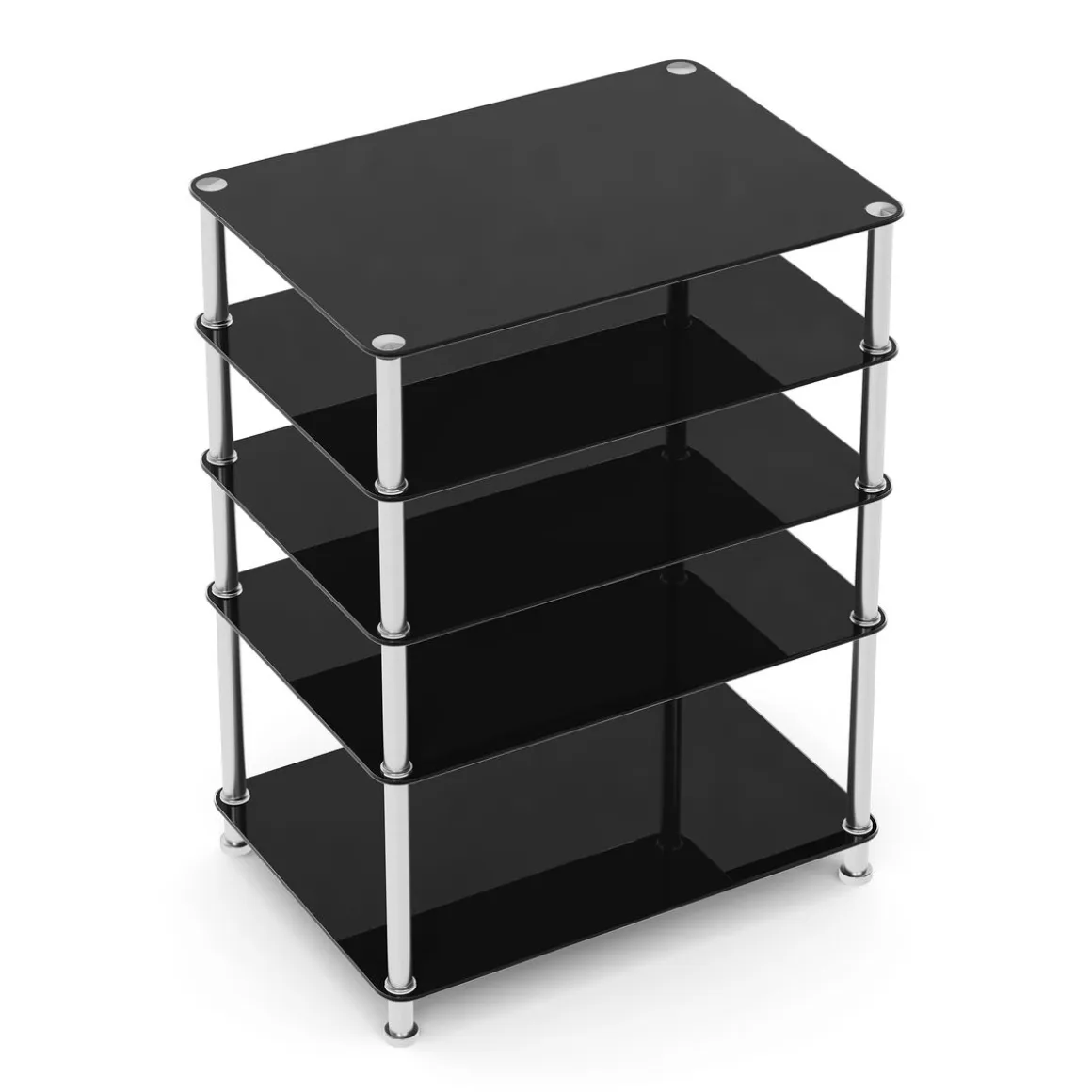 Regal HiFi Glas mit 5 Ebenen 60 x 80 cm schwarz/silber
