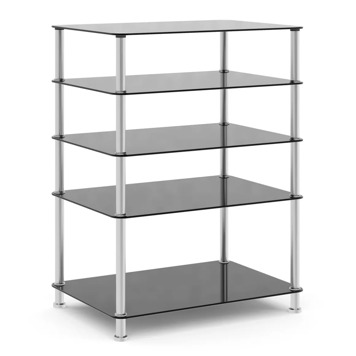 Regal HiFi Glas mit 5 Ebenen 60 x 80 cm schwarz/silber