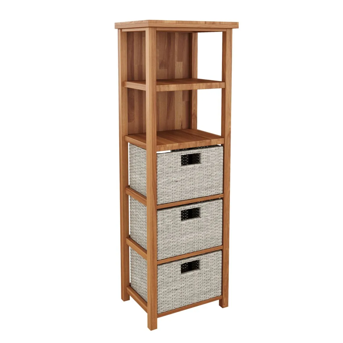 Regal Holz mit Korbschubladen TRIESTE
