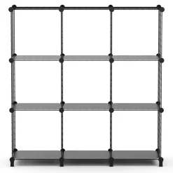 Regal Metall 9 Fächer 108 x 38 x 148 cm schwarz