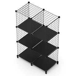 Regal Metall 6 Fächer 74 x 38 x 113 cm schwarz