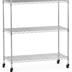 Regal Metall höhenverstellbar auf Rollen 76 x 35 x 154 cm silber