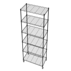 Regal Metall höhenverstellbar auf Rollen 54 x 29 x 160 cm schwarz