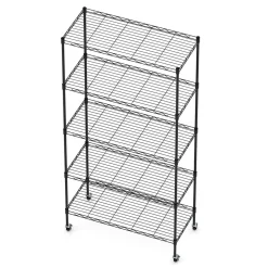 Regal Metall höhenverstellbar auf Rollen 76 x 35 x 154 cm schwarz