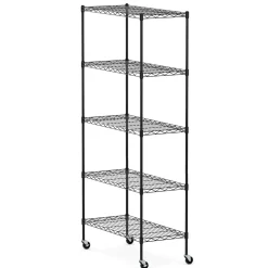Regal Metall höhenverstellbar auf Rollen 76 x 35 x 154 cm schwarz