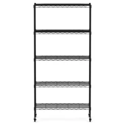 Regal Metall höhenverstellbar auf Rollen 76 x 35 x 154 cm schwarz