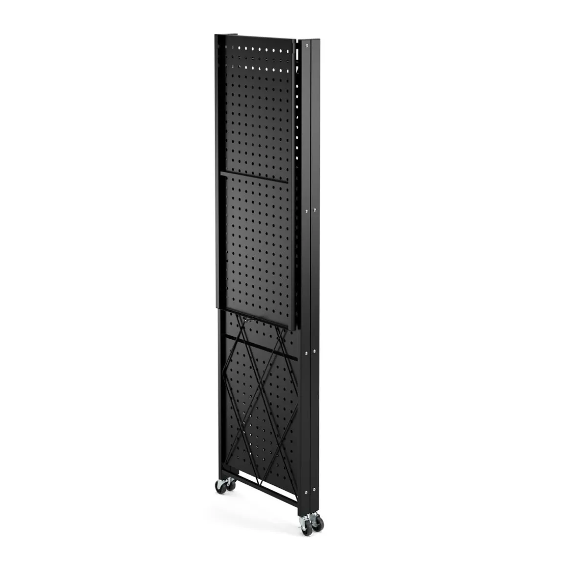 Regal Metall klappbar auf Rollen 71 x 126 cm schwarz