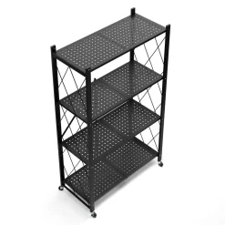 Regal Metall klappbar auf Rollen 71 x 126 cm schwarz