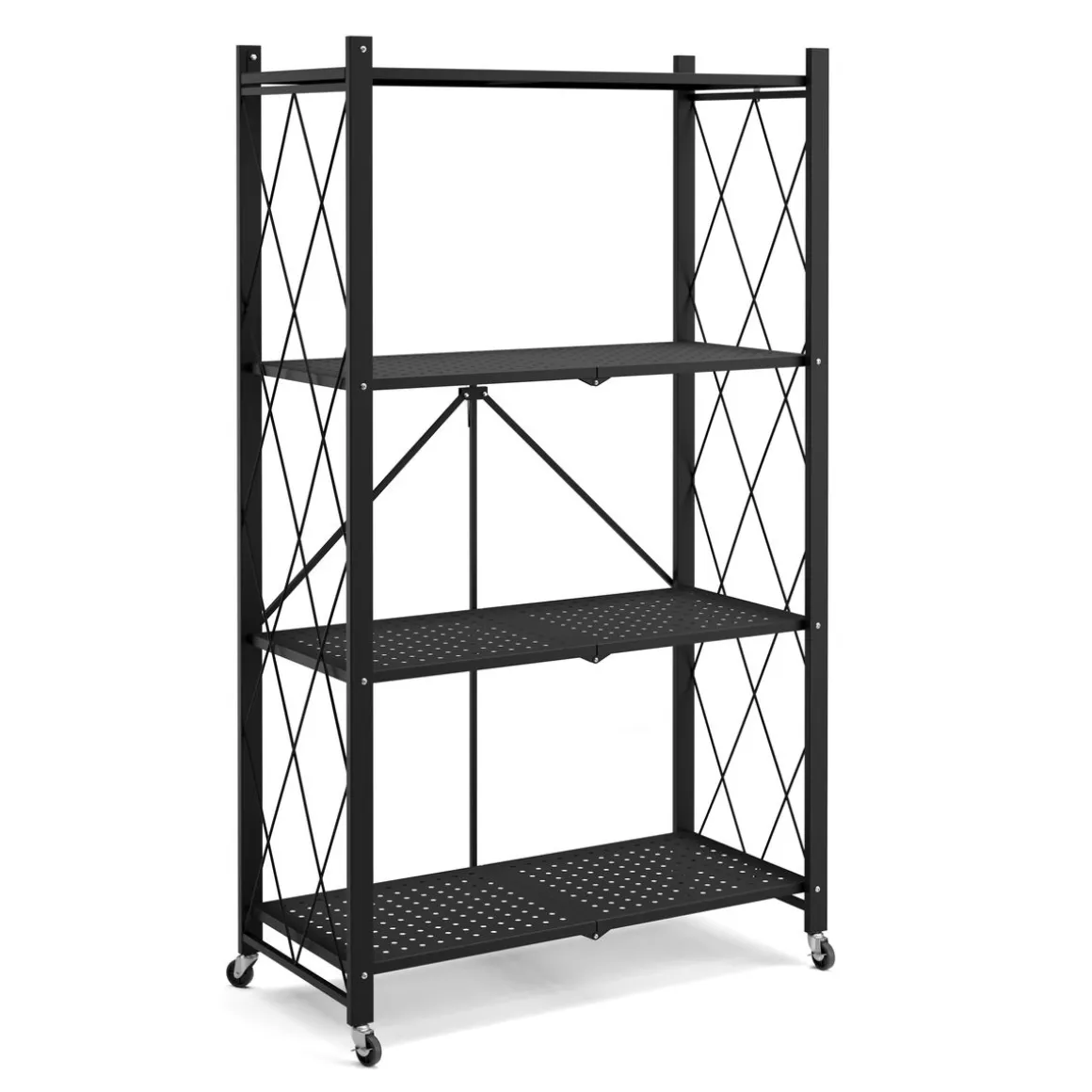 Regal Metall klappbar auf Rollen 71 x 126 cm schwarz