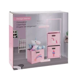 Regal mit 3 Aufbewahrungsboxen 35 x 35 x 102 cm rosa