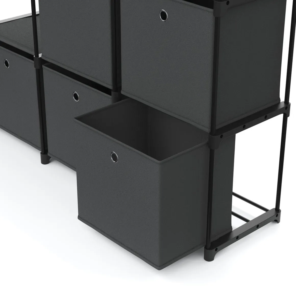 Regal mit 6 Aufbewahrungsboxen 105 x 105 cm anthrazit