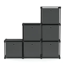 Regal mit 6 Aufbewahrungsboxen 105 x 105 cm anthrazit