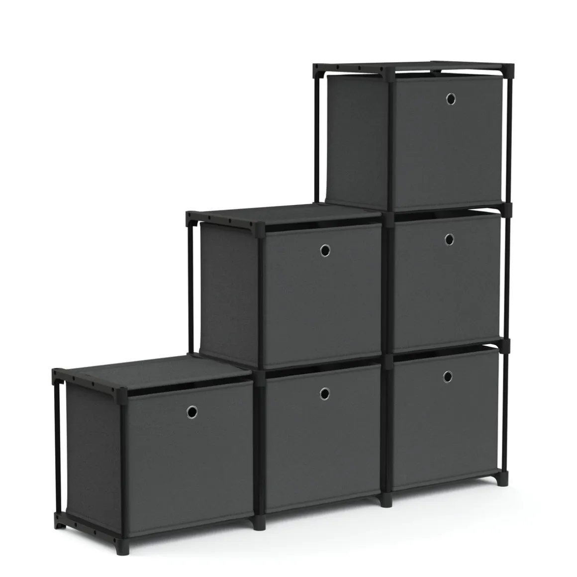 Regal mit 6 Aufbewahrungsboxen 105 x 105 cm anthrazit