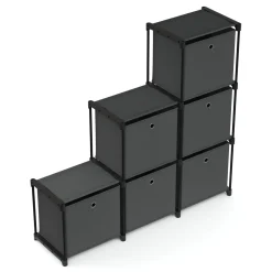 Regal mit 6 Aufbewahrungsboxen 105 x 105 cm anthrazit