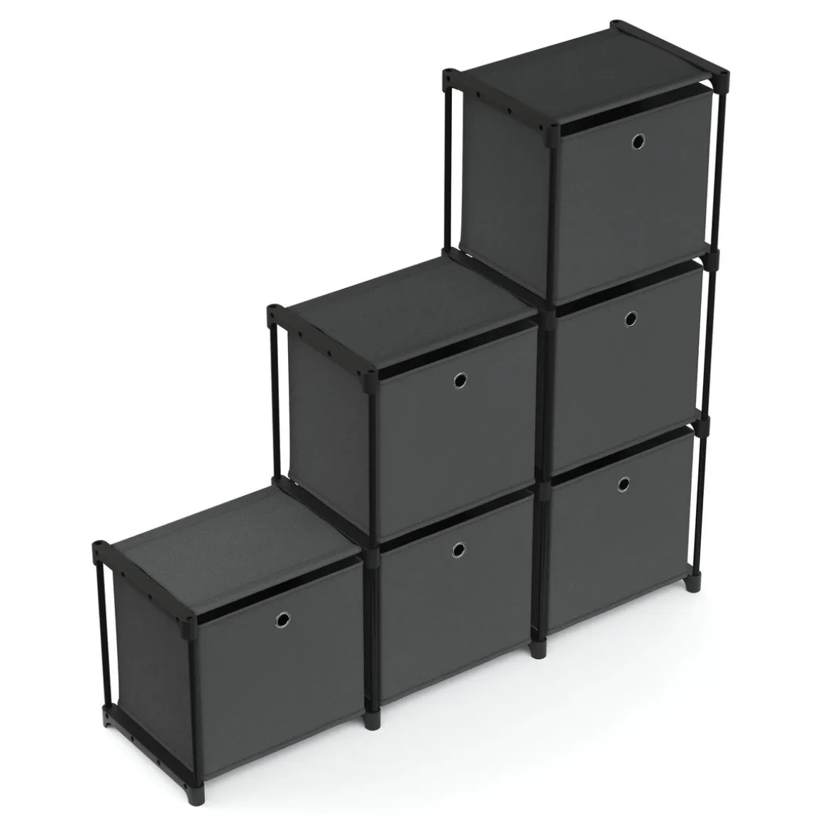 Regal mit 6 Aufbewahrungsboxen 105 x 105 cm anthrazit