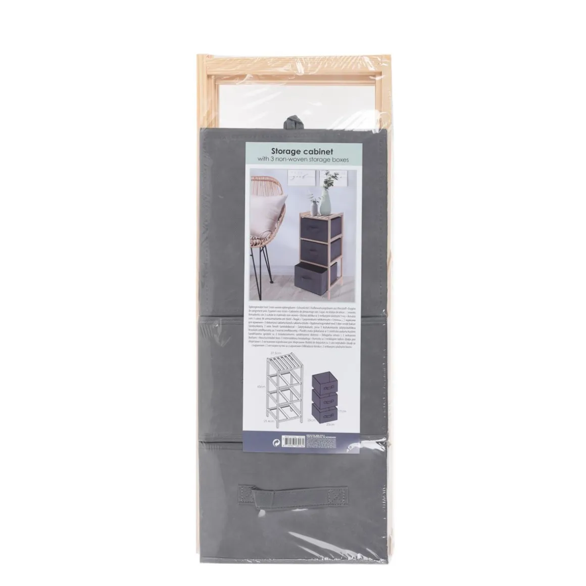 Regal mit 3 Aufbewahrungsboxen 28 x 65 cm anthrazit/natur