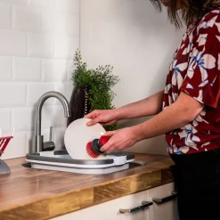 Reinigungsbürste Scheuerbürste rund 7 cm grau/rot