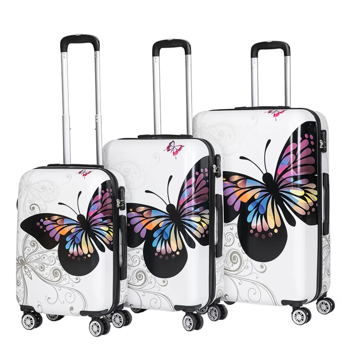 Reisekoffer Hartschalenkoffer BUTTERFLY 3er Set