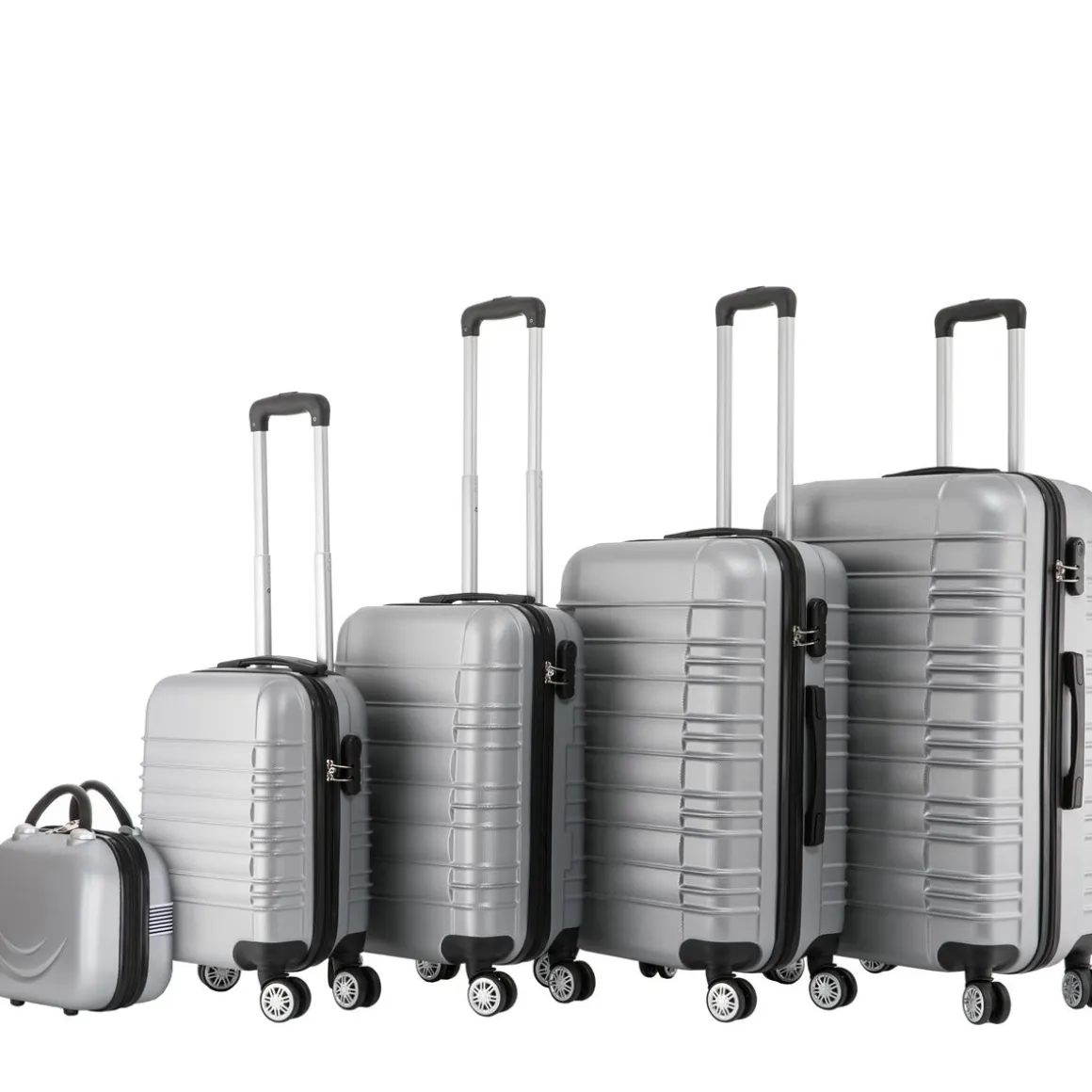 Reisekoffer Hartschalenkoffer AVA 5er Set silber
