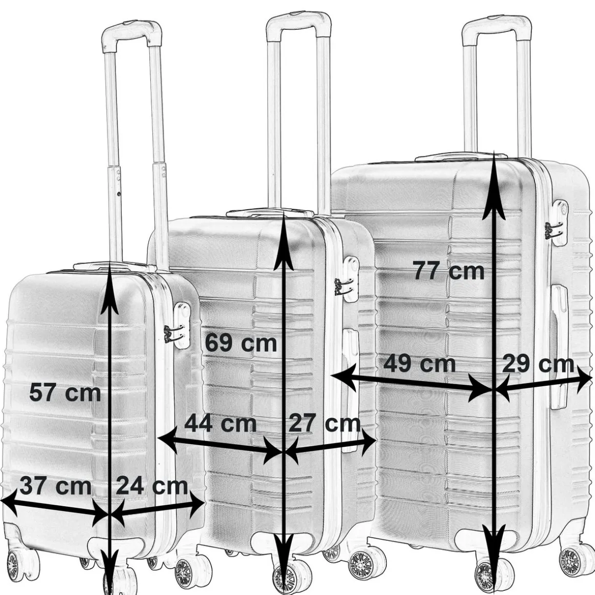 Reisekoffer Hartschalenkoffer AVA 3er Set champagner