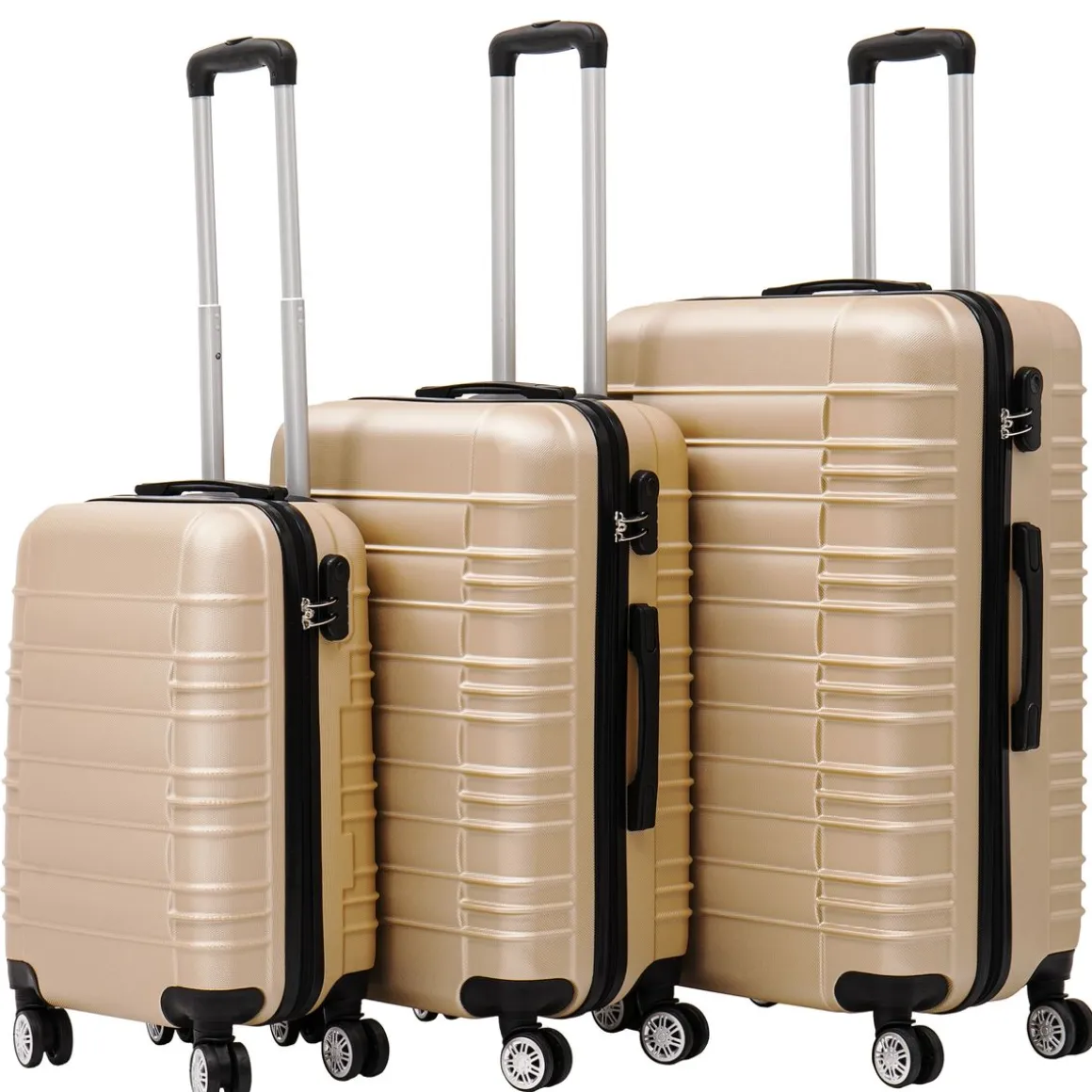 Reisekoffer Hartschalenkoffer AVA 3er Set champagner