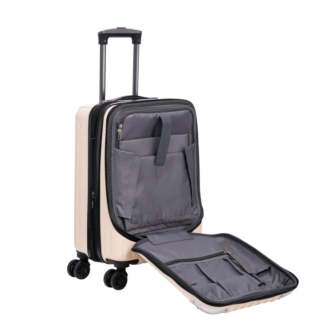 Reisekoffer Hartschalenkoffer mit Laptopfach LIMMA Grösse M beige