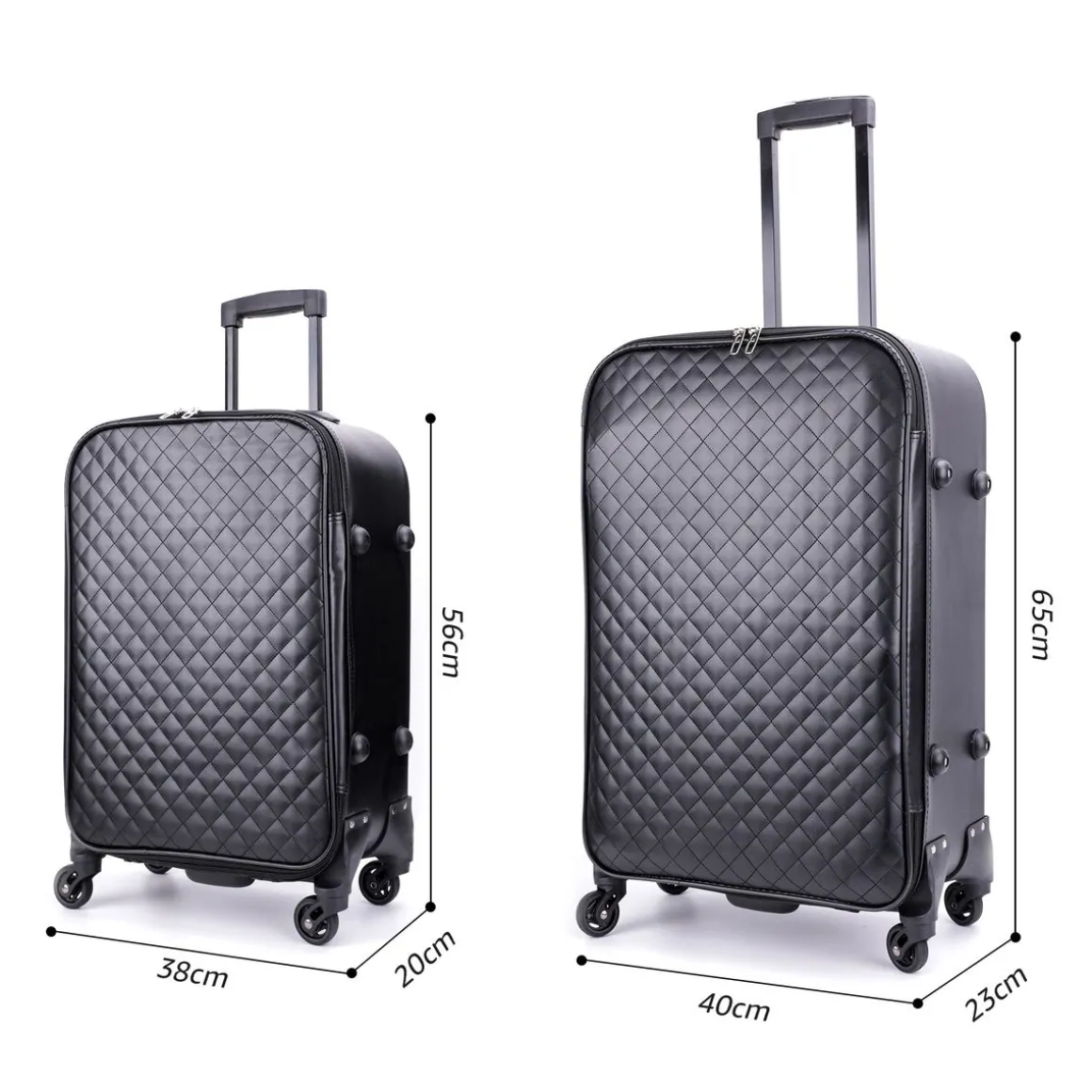 Reisekoffer Leder ODA 2er Set schwarz